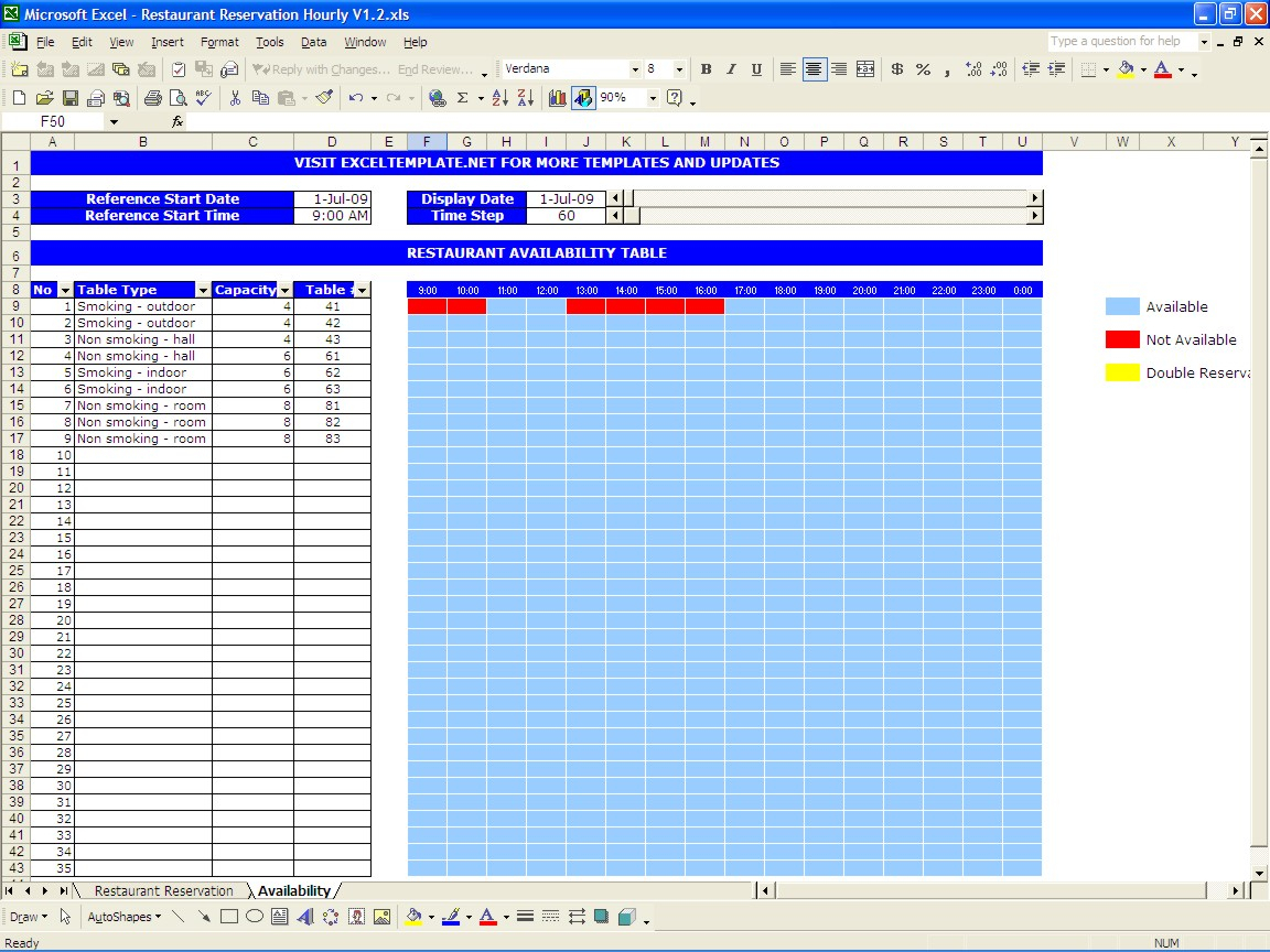 Excel Room Booking Spreadsheet inside Restaurant Reservations Excel