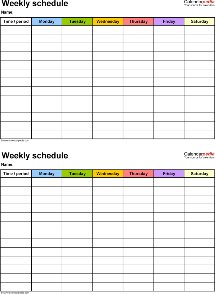 Excel Rota Spreadsheet in Free Weekly Schedule Templates For Excel 18