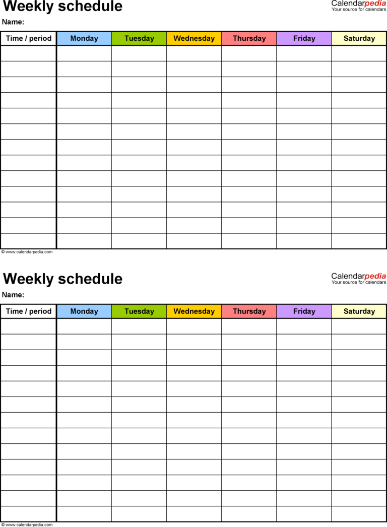 Excel Rota Spreadsheet in Free Weekly Schedule Templates For Excel 18