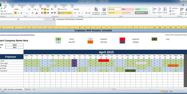 Excel Rota Spreadsheet Within Free Employee And Shift Schedule ...