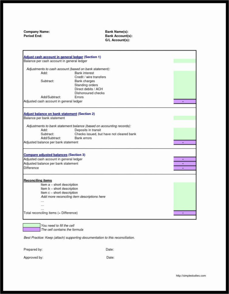 Excel Spreadsheet Balance Sheet With Regard To Balance Sheet Account Reconciliation Template Excel Format In Sample