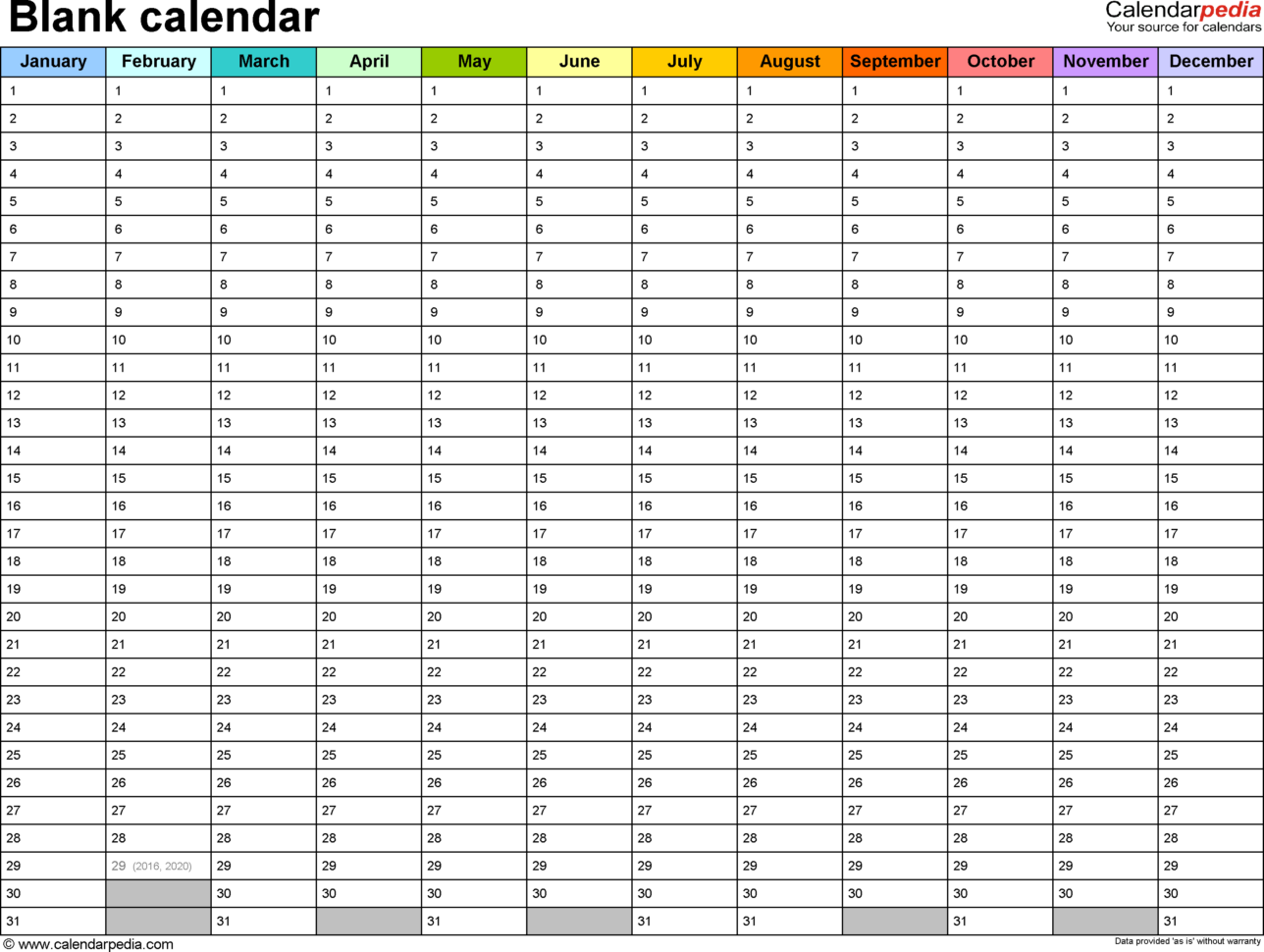 Excel Spreadsheet Calendar Template Within Blank Calendar  9 Free Printable Microsoft Excel Templates