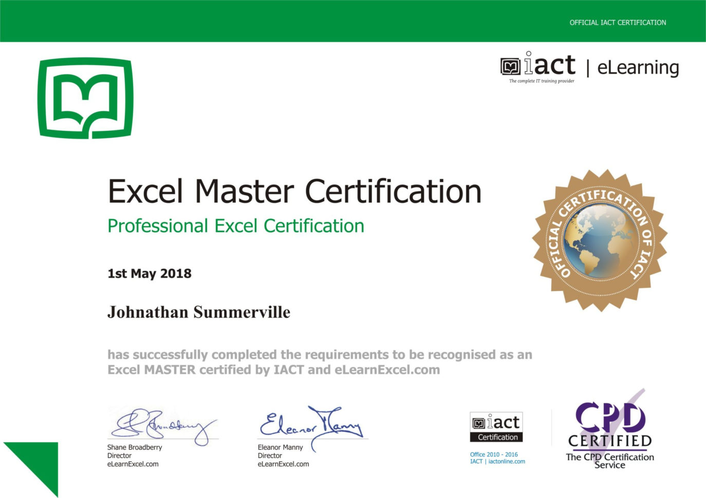 free microsoft excel certification training