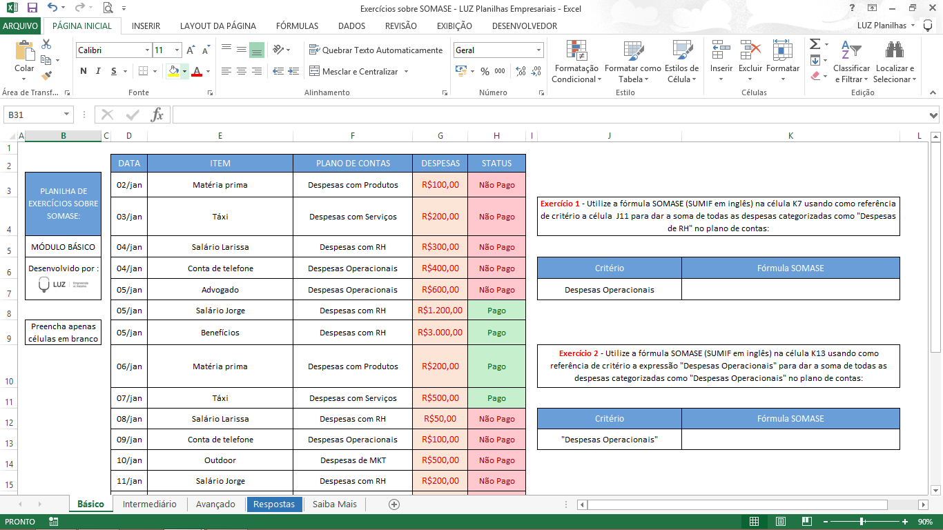 Excel Spreadsheet Exercises pertaining to 10 Basic And Advanced Excel Exercises  Luz Blog