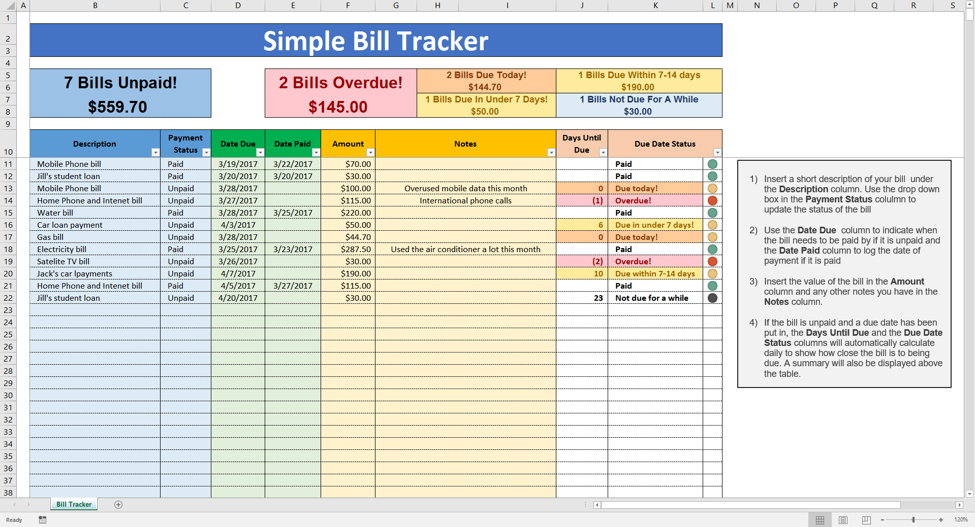 Excel Spreadsheet For Bill Tracking Within Bill Tracking Spreadsheet Template Excel For Bills And Simple