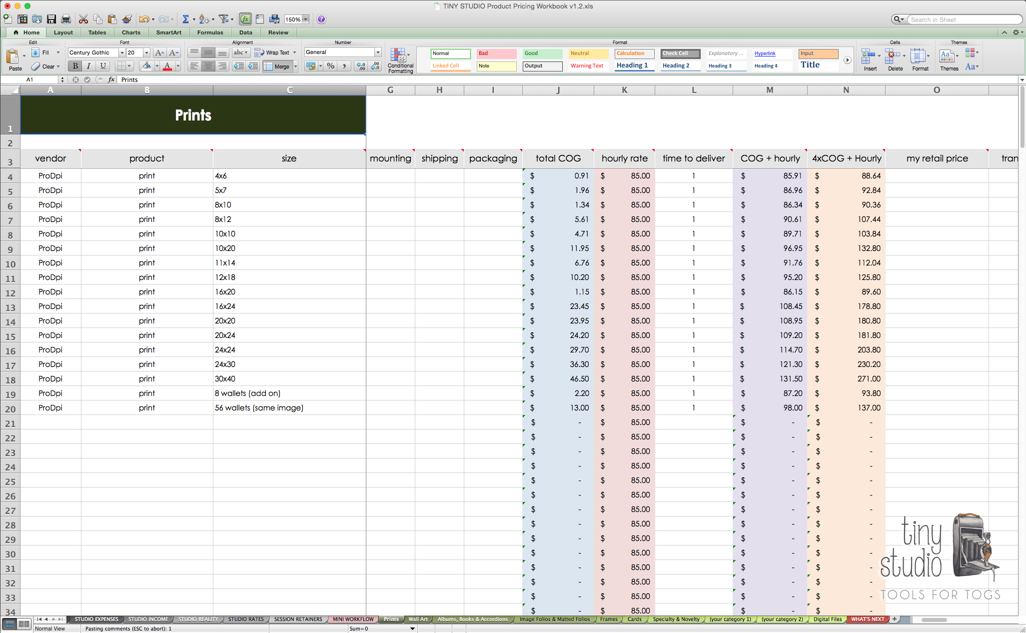 Excel Spreadsheet For Photographers Inside Photography Pricingreadsheet As Excel Expenses For Photographers