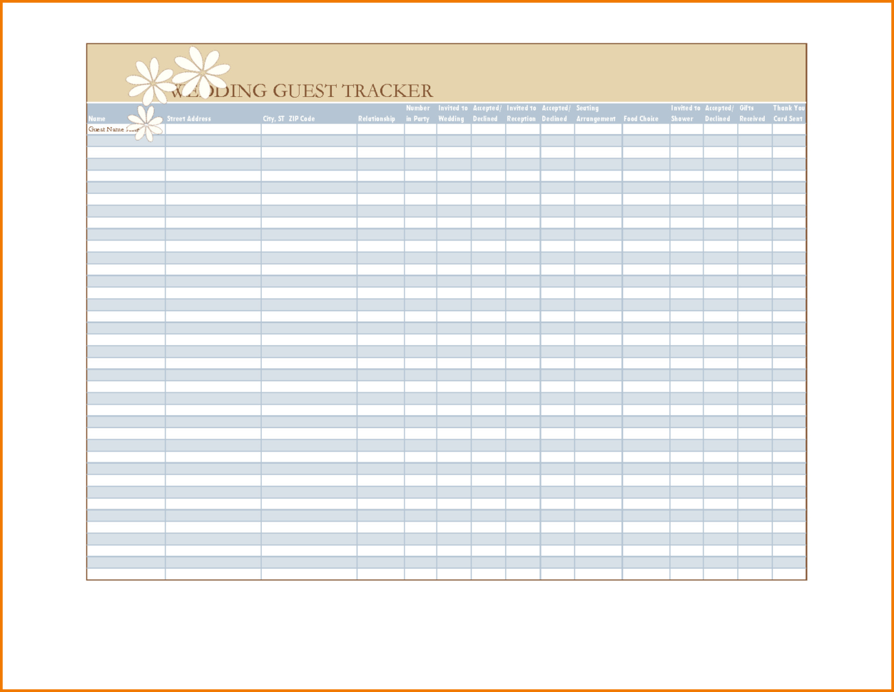 Excel Spreadsheet For Wedding Guest List Regarding Wedding Guest List Template Excel Spreadsheet Collections Excel Spreadsheet For Wedding Guest List Regarding Wedding Guest List Template Excel Spreadsheet Collections