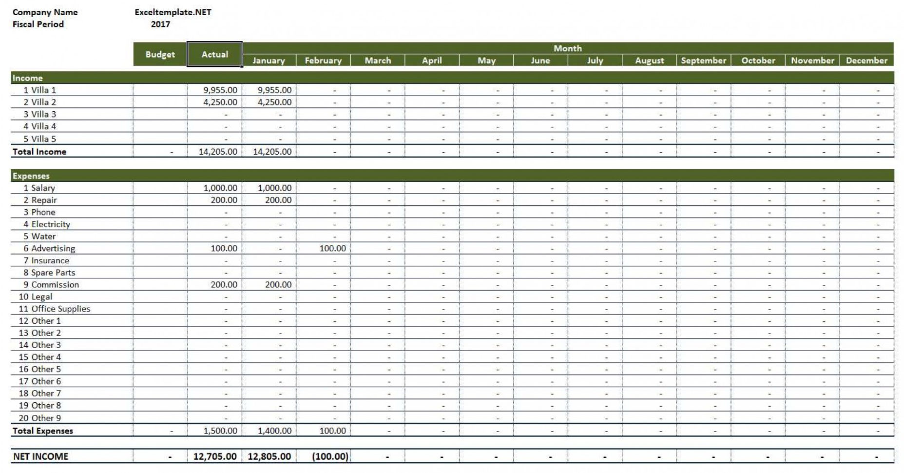 free income and expense wps template