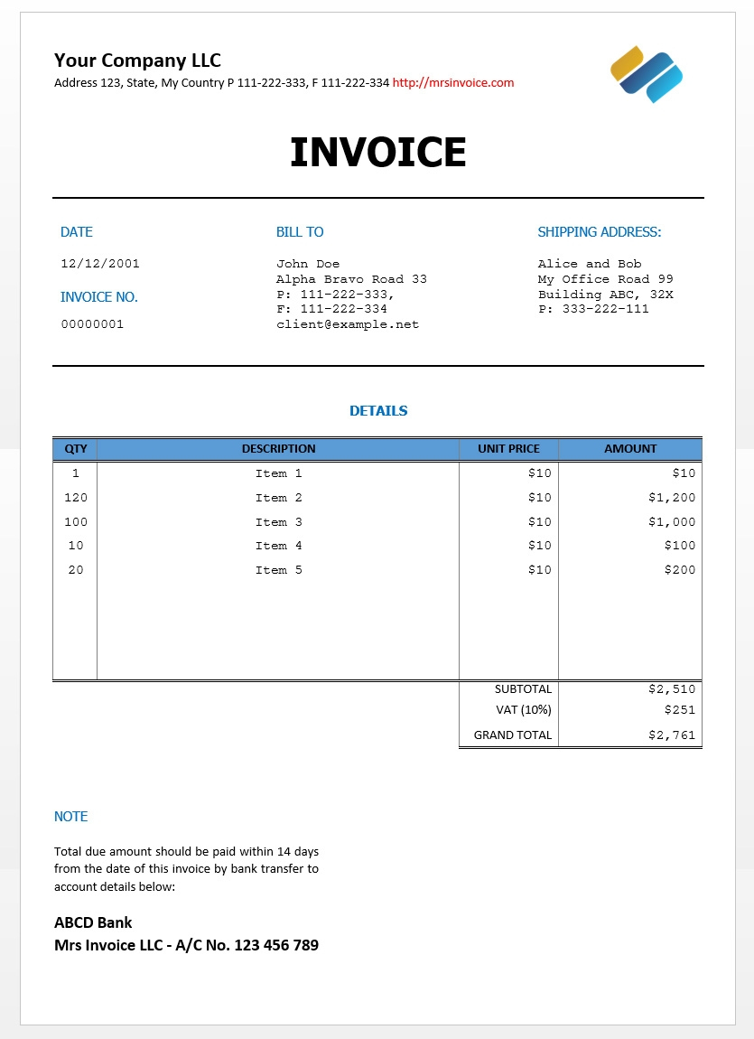 Excel Spreadsheet Invoice intended for Excel Templates For Invoices Spreadsheet Template