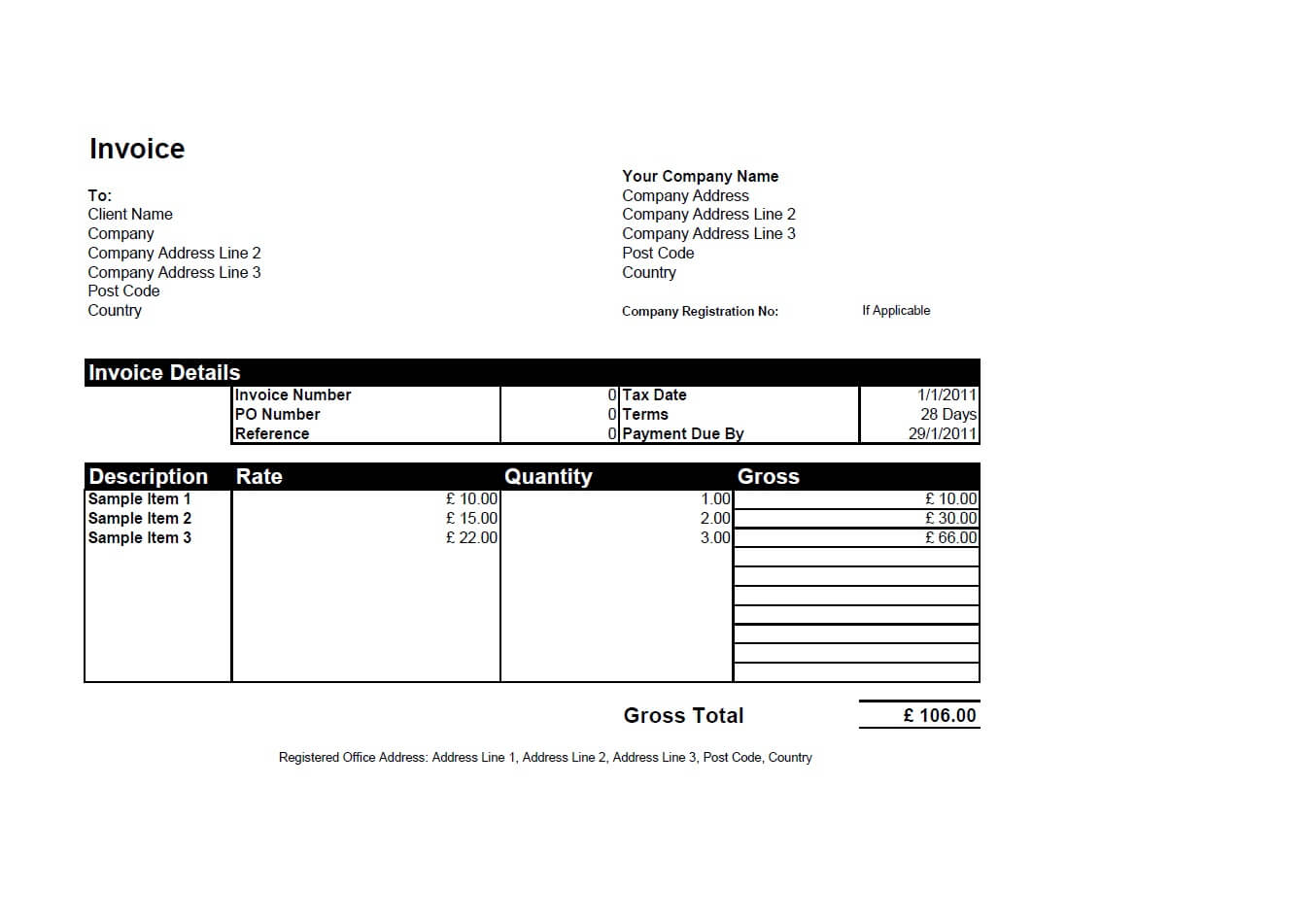 Excel Spreadsheet Invoice throughout Free Invoice Templates For Word, Excel, Open Office  Invoiceberry