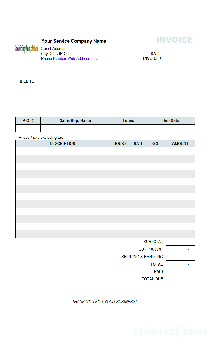 Excel Spreadsheet Invoice with regard to Contractor Invoice Templates Free  20 Results Found