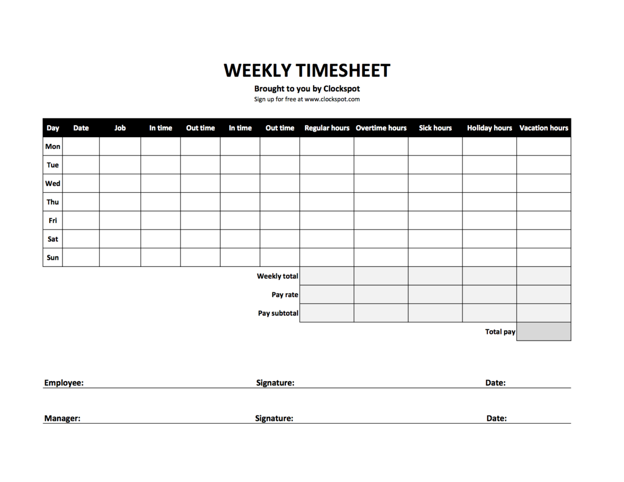 Excel Spreadsheet Jobs For Free Time Tracking Spreadsheets  Excel Timesheet Templates