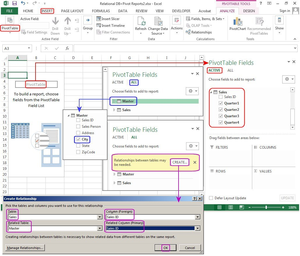 Excel Spreadsheet Practice Pivot Tables regarding How To Create Relational Databases In Excel 2013  Pcworld