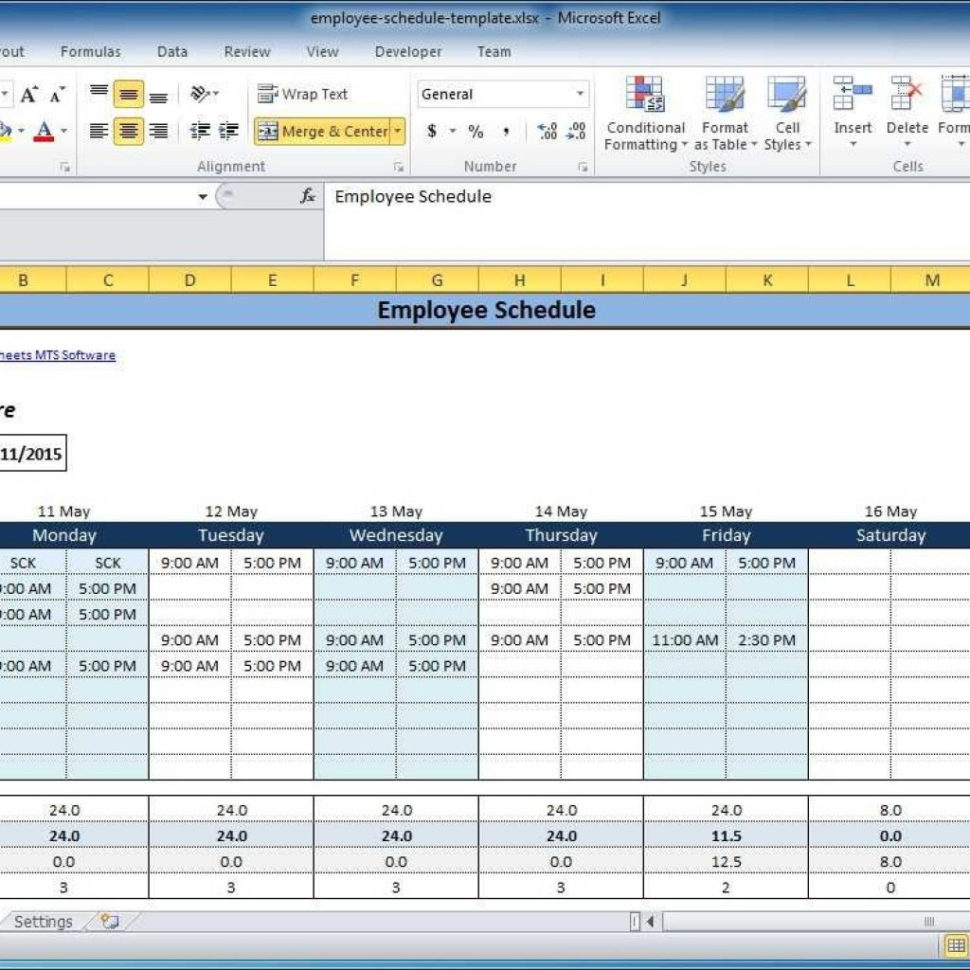 employee scheduling spreadsheet excel
