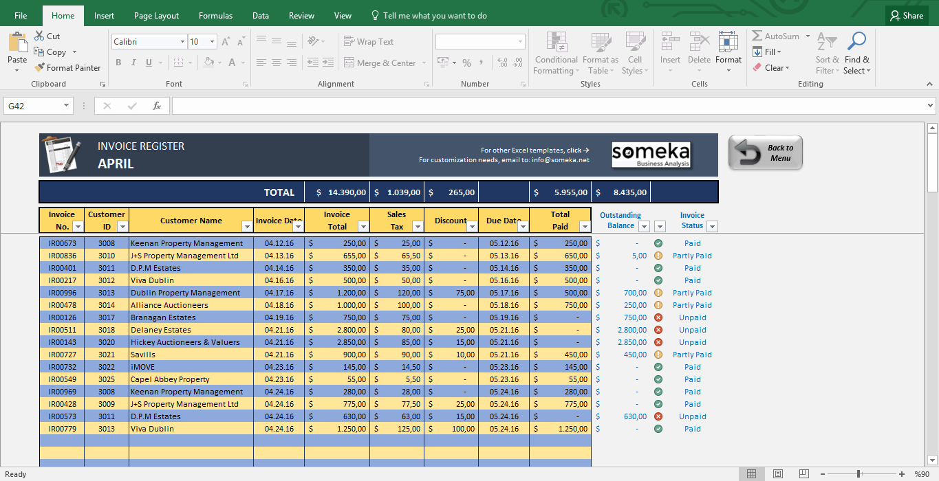 Excel Spreadsheet To Keep Track Of Payments In Invoice Tracker  Free Excel Template For Small Business
