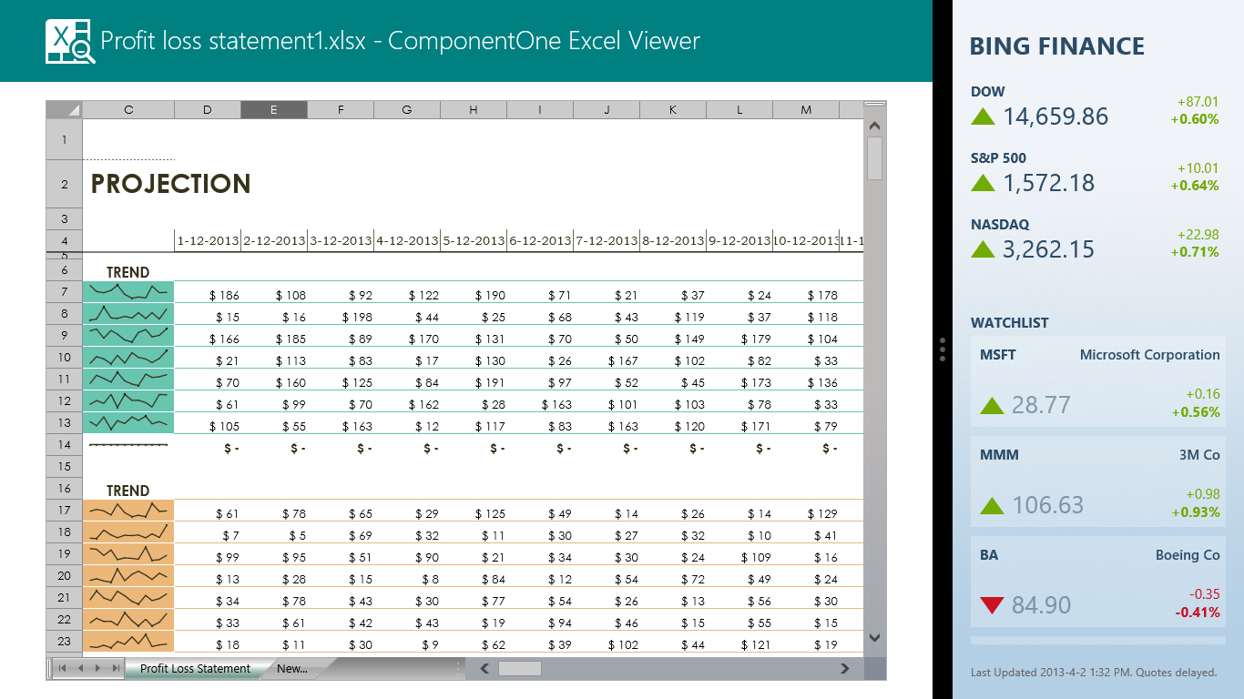 Excel Spreadsheet Viewer For New Release Of Componentone Excel Viewer