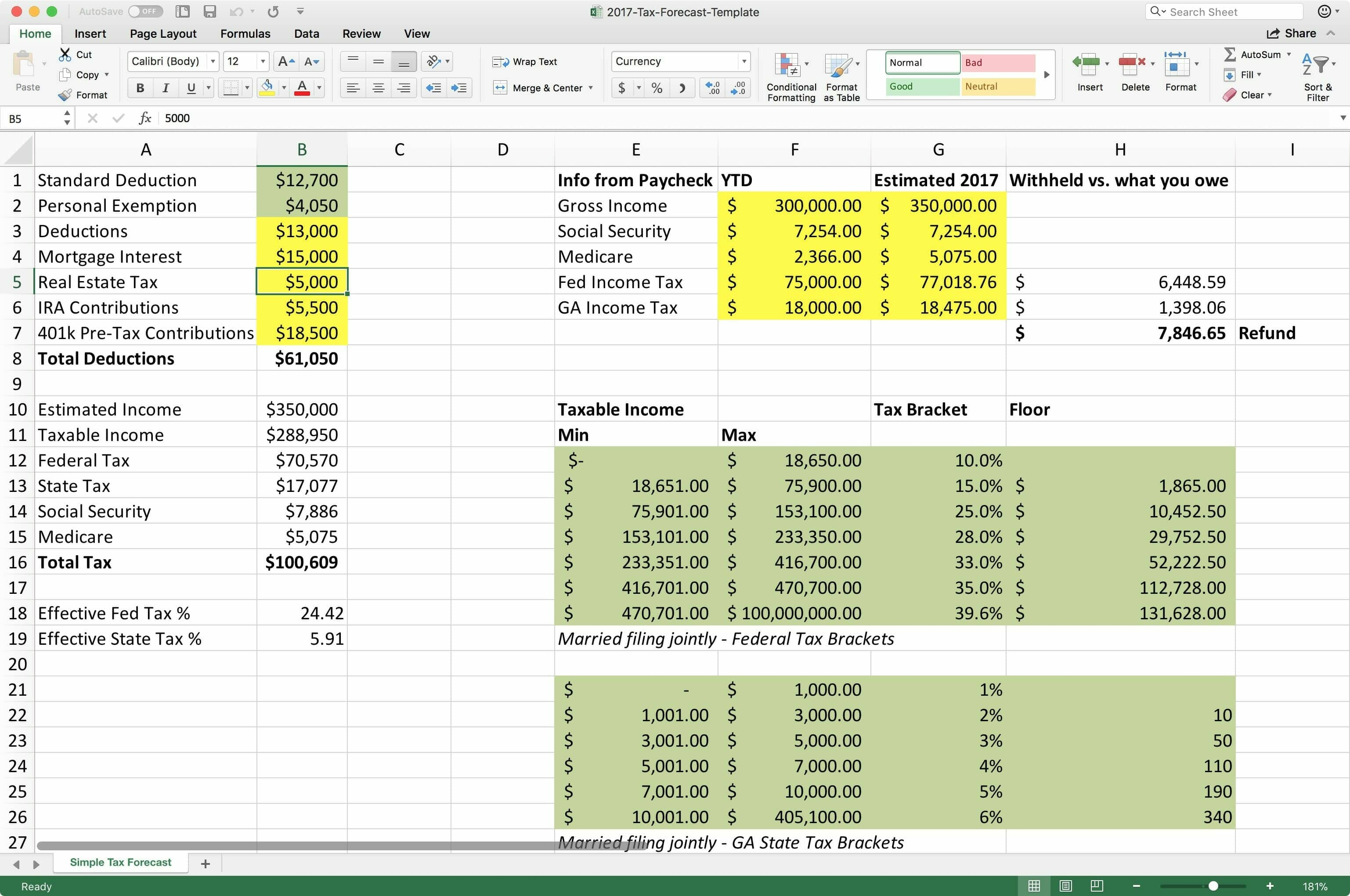 Excel Tax Spreadsheet for Personal Tax Spreadsheet Budget