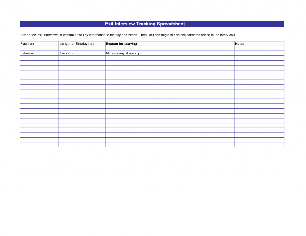 Exit Interview Tracking Spreadsheet —