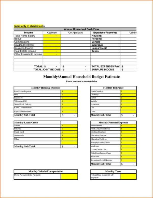 family cash flow spreadsheet for easy family budget worksheet and