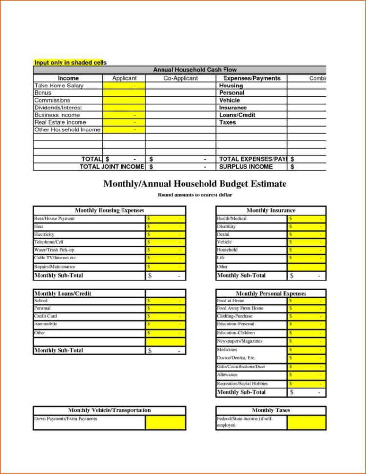 Family Cash Flow Spreadsheet For Easy Family Budget Worksheet And Household Bud Spreadsheet Templates