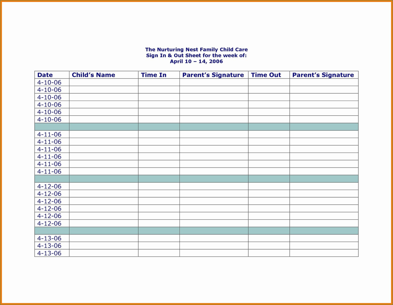 Family Day Care Tax Spreadsheet Pertaining To Practical Childcare Sign In Sheet – Heritageacresnutrition