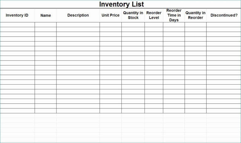 Family Reunion Spreadsheet with New Collection Of Printable Inventory ...