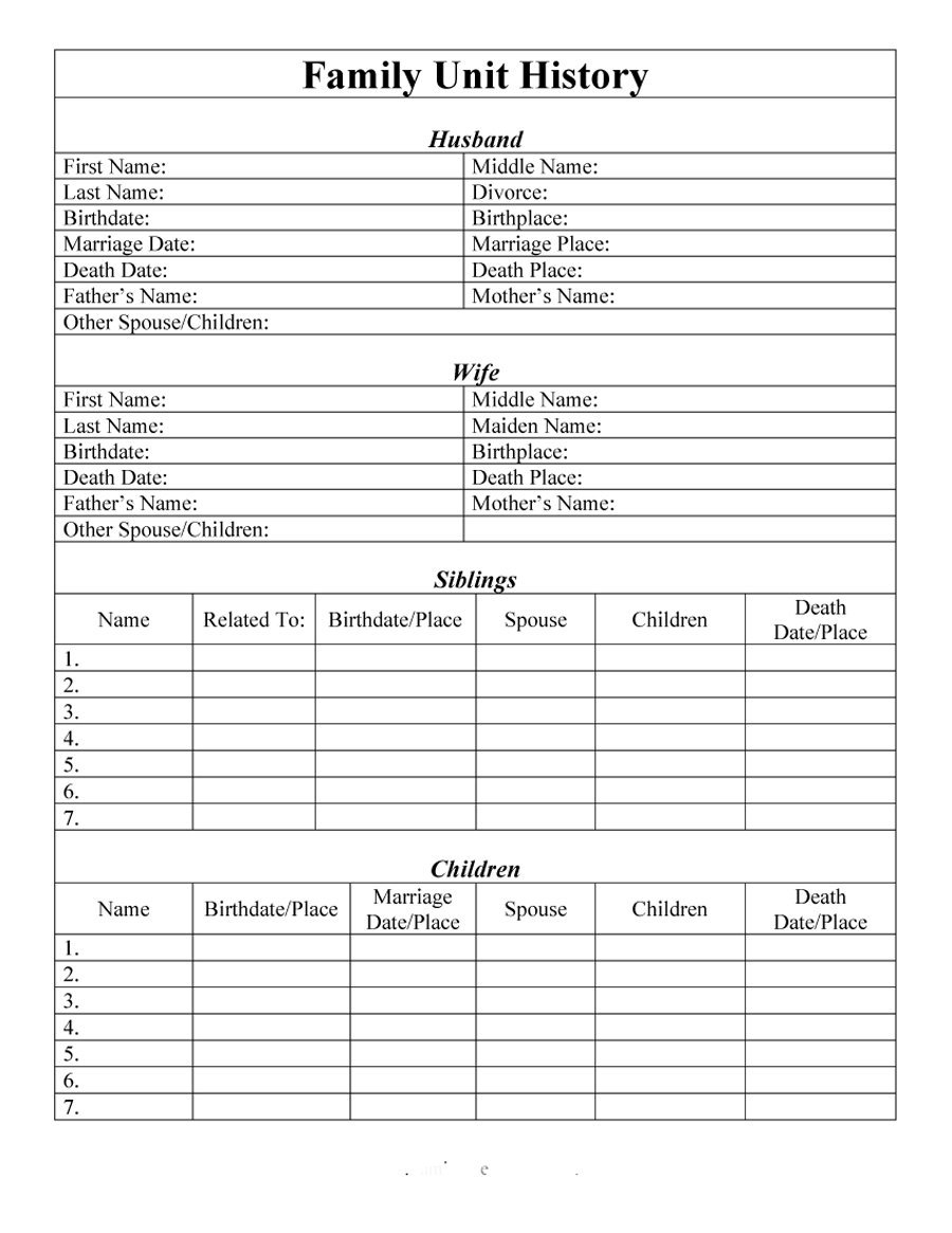 Family Tree Spreadsheet —