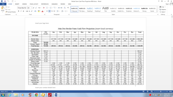 Farm Cash Flow Spreadsheet — Db 8127