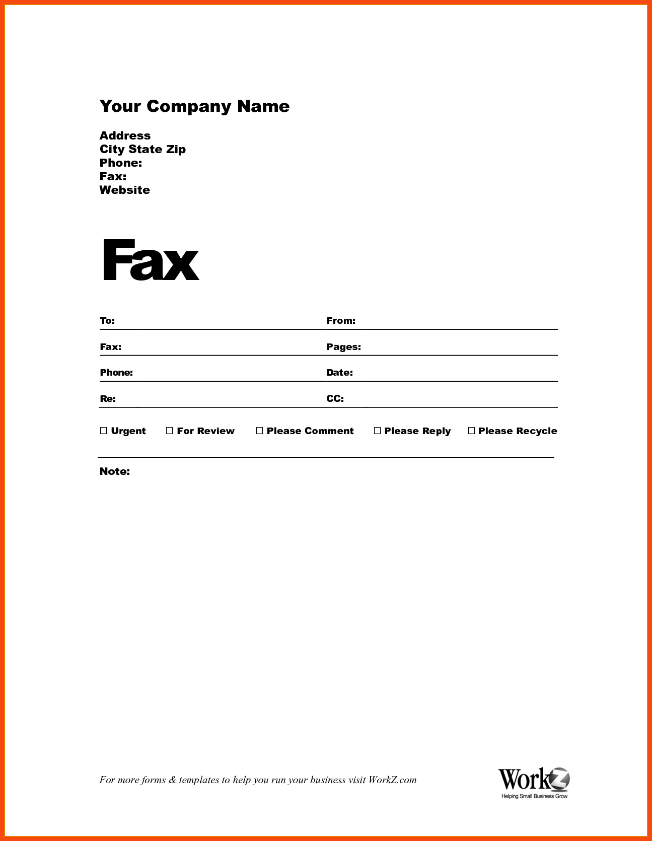 Free Fax Cover Page Template