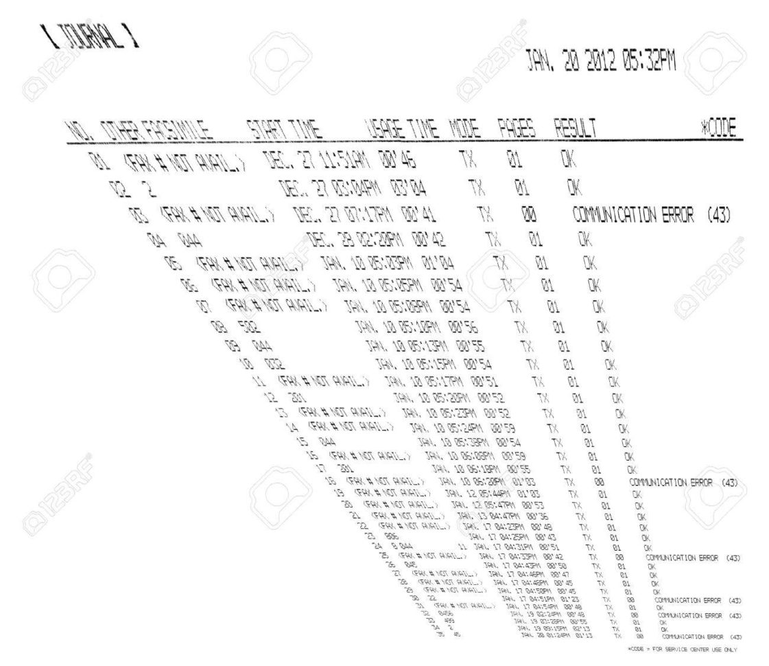 Fax Spreadsheet With Regard To Printed Fax Spreadsheet Isolated On White Background, Modern.. Stock