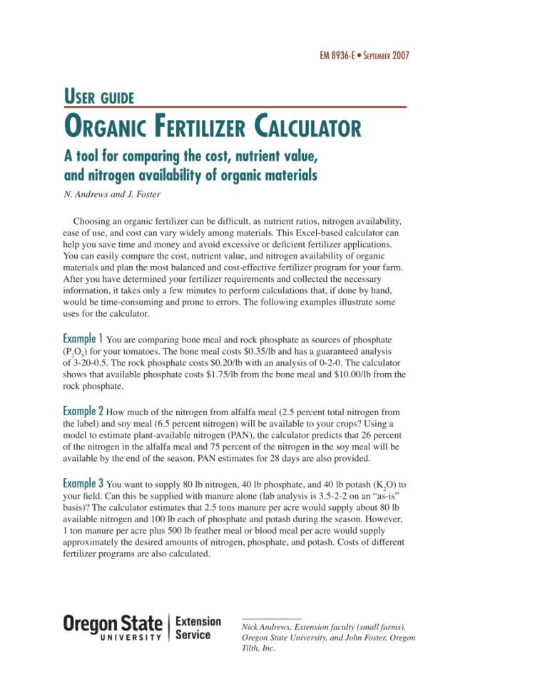 Fertilizer Calculator Spreadsheet Intended For Fertilizer Analysis Worksheet.  Download Scientific Diagram