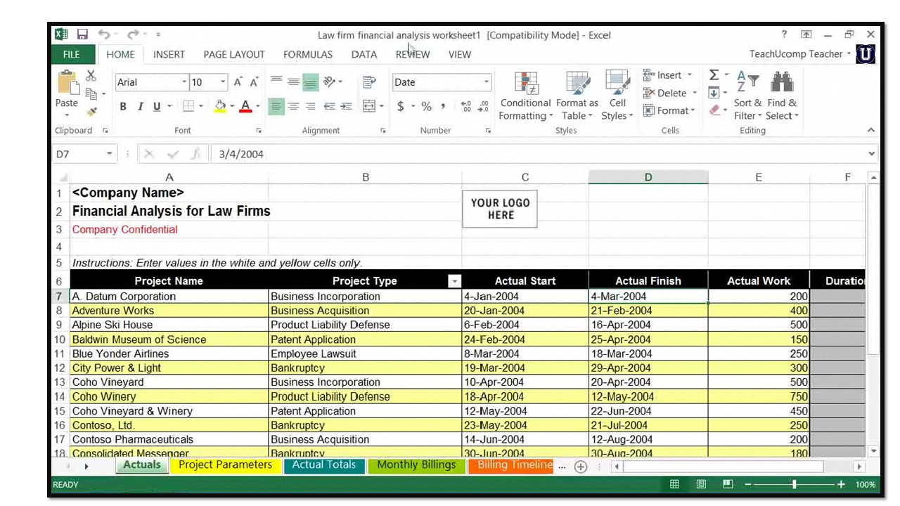 Financial Analysis Excel Spreadsheet With Microsoft Excel For Lawyers: Using The Financial Analysis Worksheet