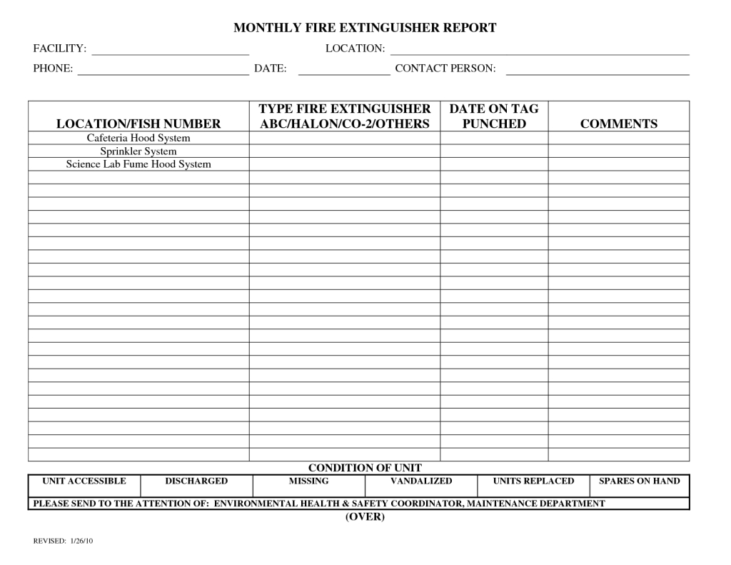 Fire Extinguisher Inventory Spreadsheet With Regard To Fire Extinguisher Inventory Spreadsheet Sheet Inspection Log