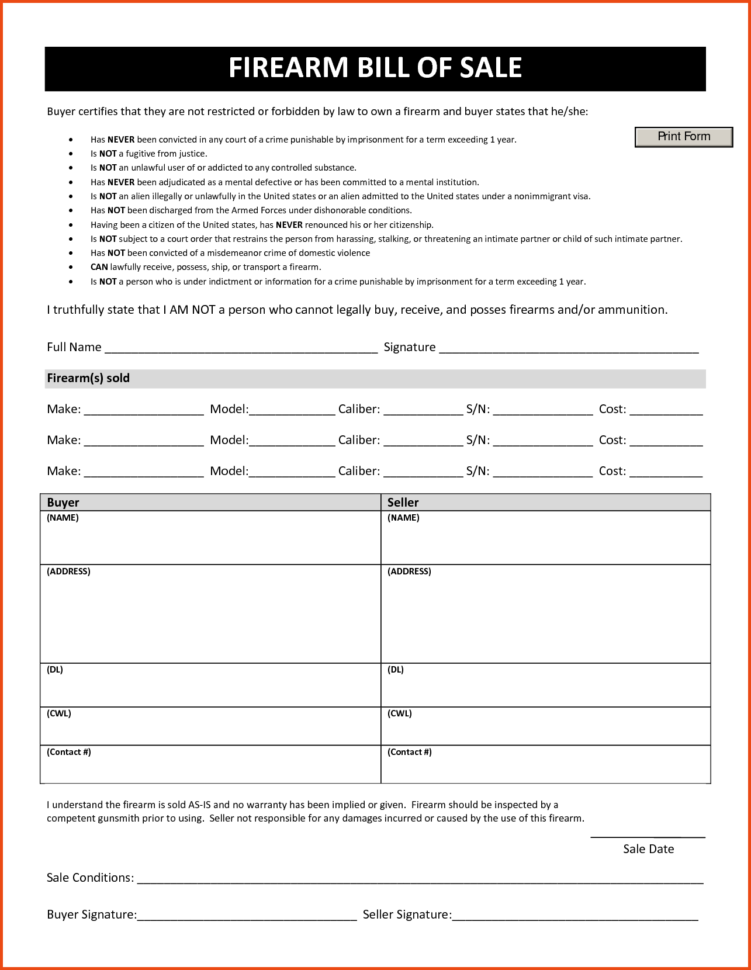 Firearms Inventory Spreadsheet Throughout Bill Of Sale Template Florida Firearm And Sample Worksheets Trailer