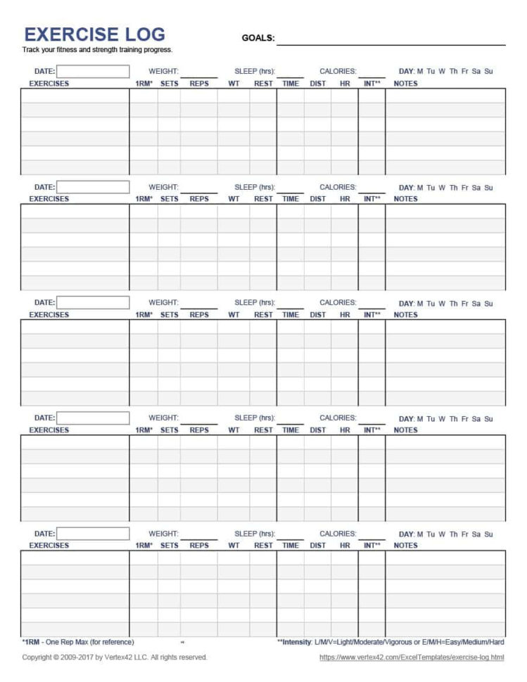 Fitness Plan Spreadsheet inside 40+ Effective Workout Log Calendar ...