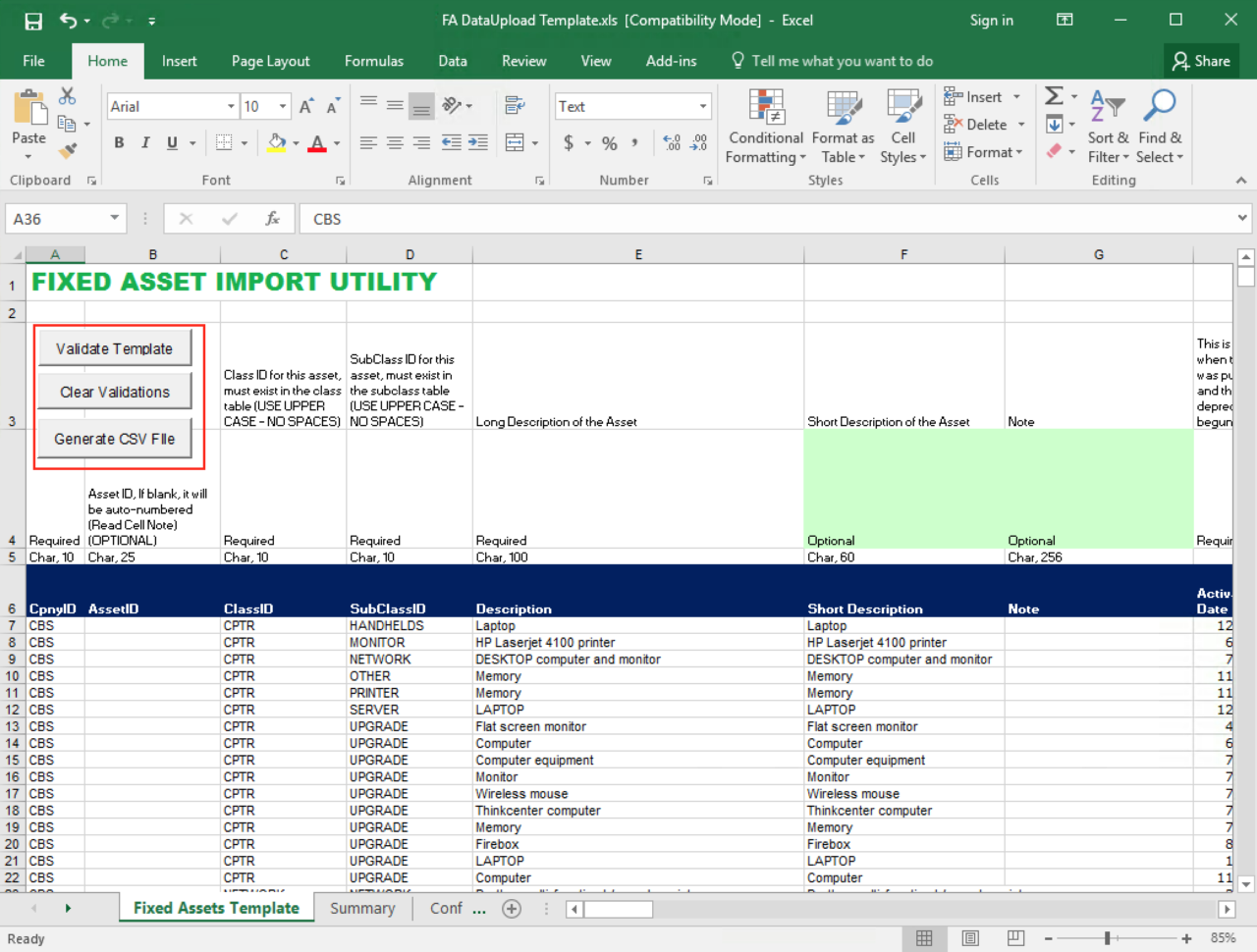 Fixed Asset Depreciation Excel Spreadsheet — Db 1893