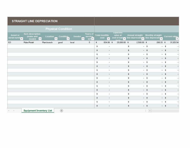 Fixed Asset Depreciation Excel Spreadsheet Regarding 35 Depreciation 0339