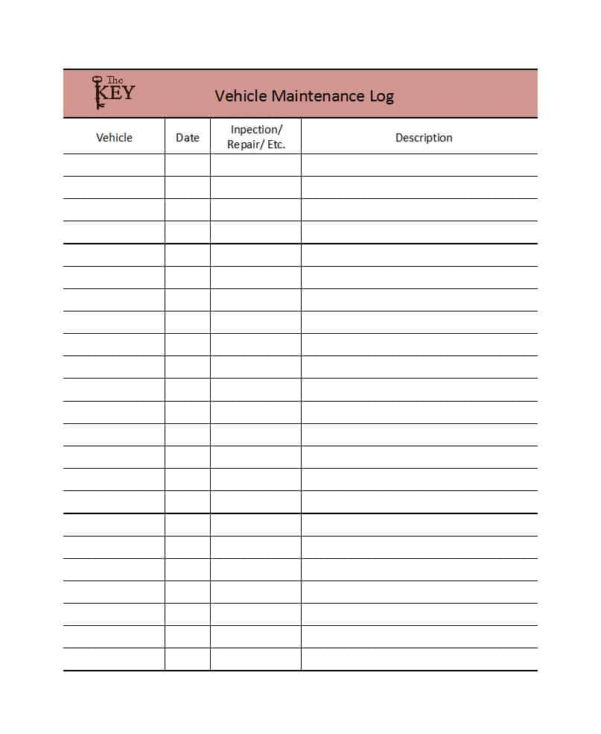 Fleet Vehicle Maintenance Spreadsheet with regard to 40 Printable ...