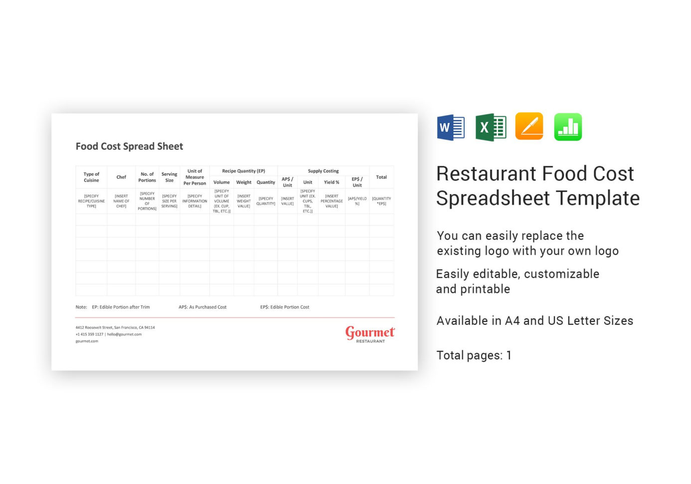 Food Cost Spreadsheet Excel Throughout Restaurant Food Cost Spreadsheet Template In Word, Excel, Apple Food Cost Spreadsheet Excel Throughout Restaurant Food Cost Spreadsheet Template In Word, Excel, Apple
