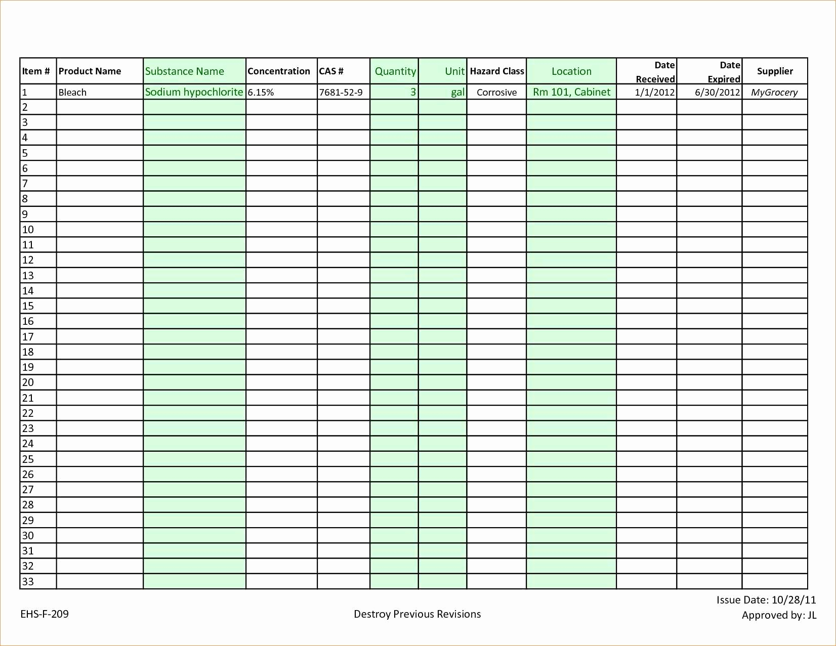 Free Printable Food Inventory Sheets