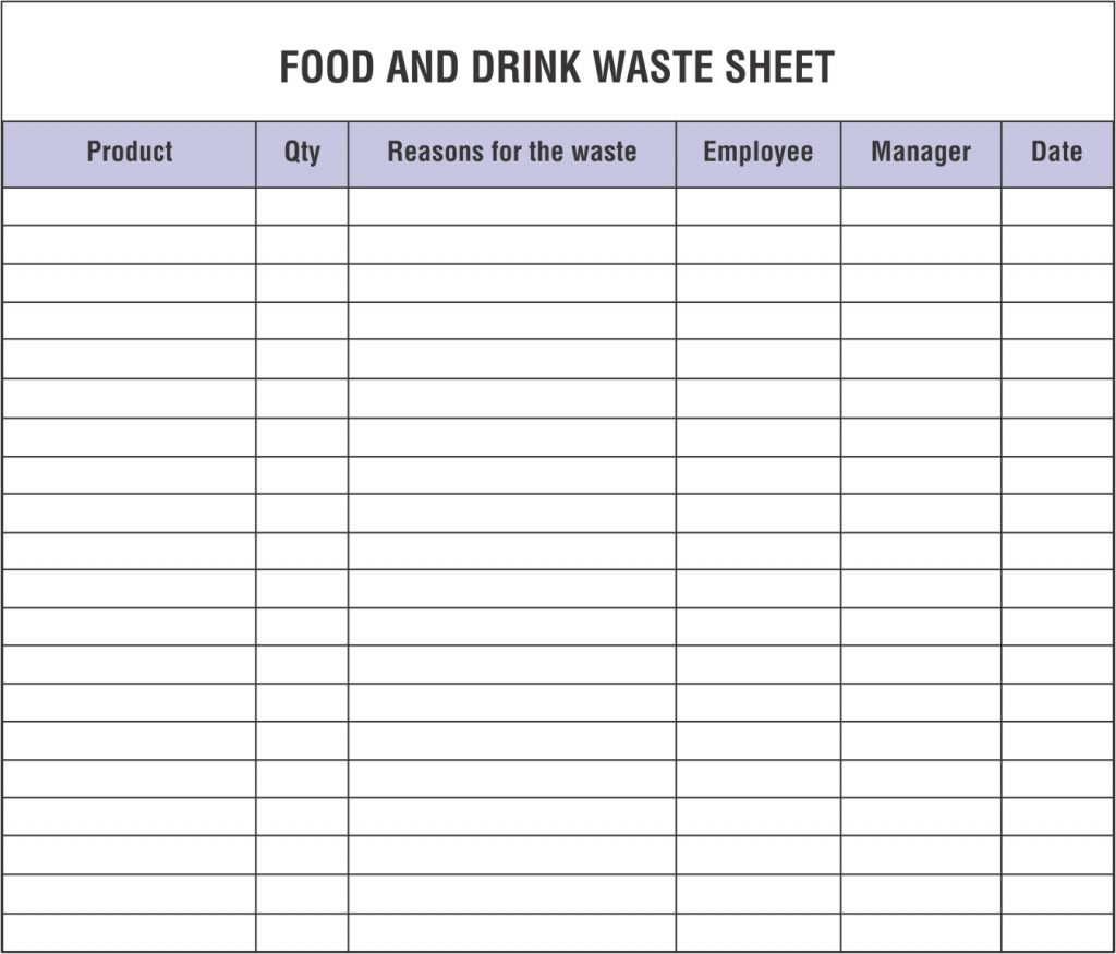 Food Waste Log Template Excel