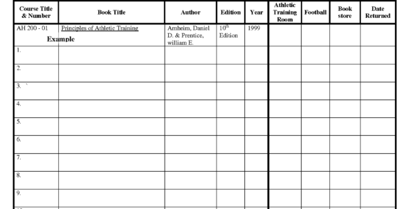 Football Equipment Inventory Spreadsheet With Check In Check Out Form ...