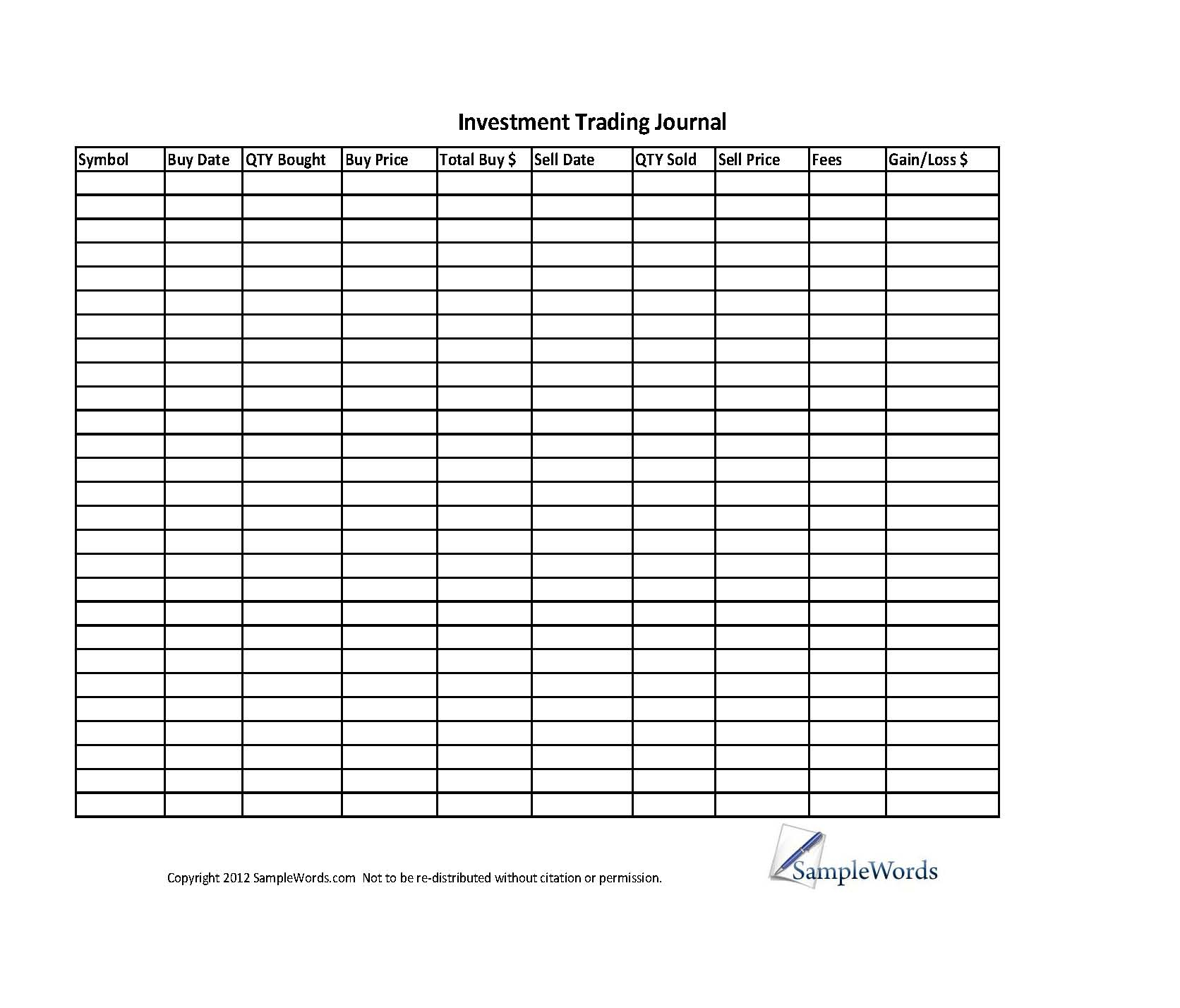 Forex Trading Journal Spreadsheet Free Download in Spreadsheet Example