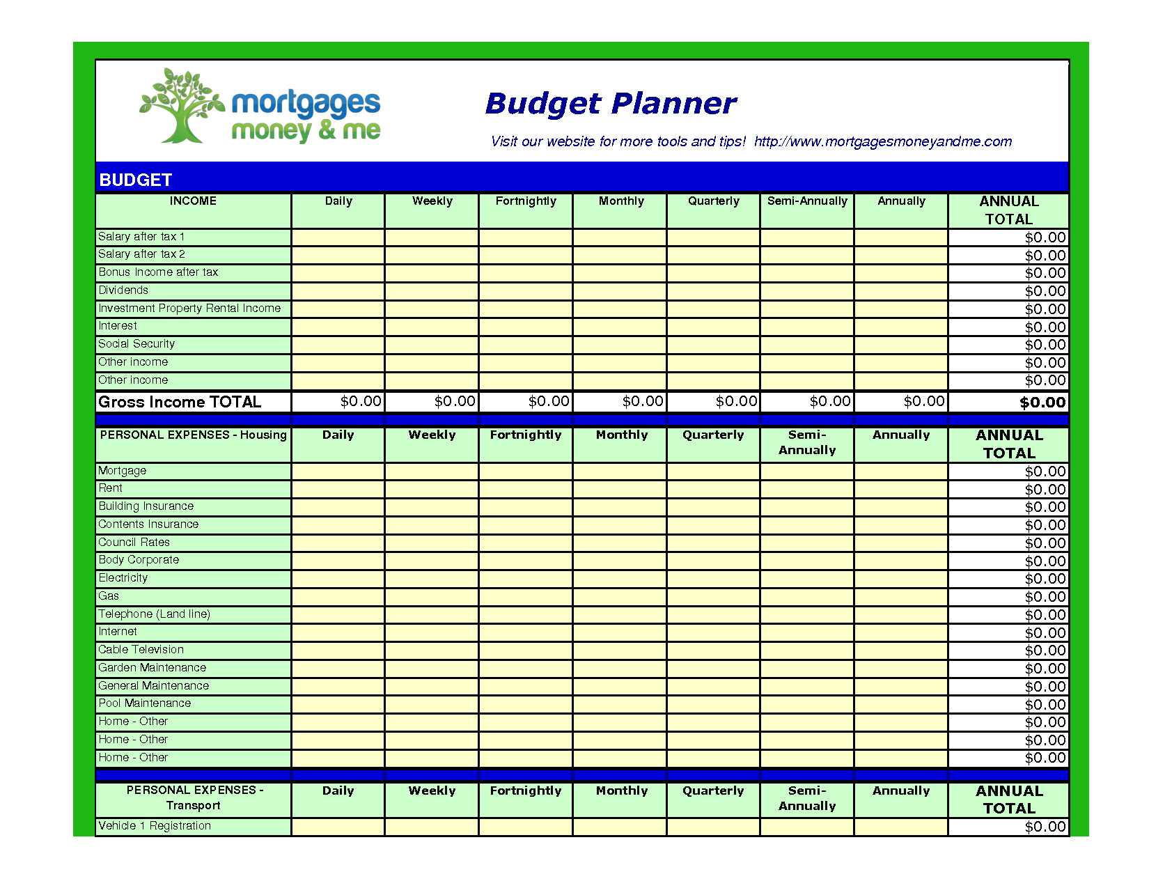 monthly budget excel spreadsheet