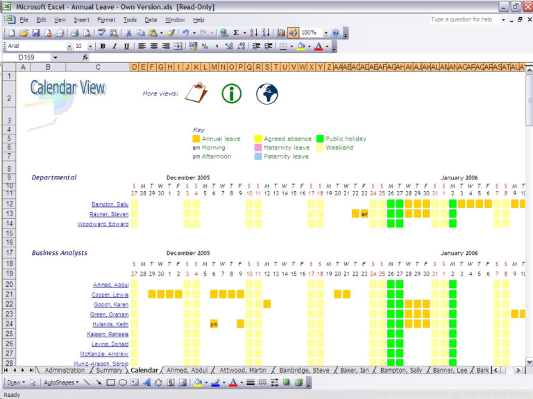 Free Annual Leave Spreadsheet Excel Template —