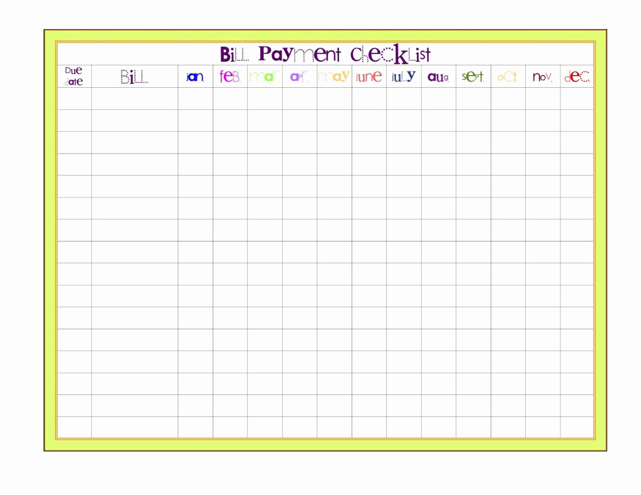 Free Bill Payment Spreadsheet Intended For Free Bill Organizer Printables Paying Template Yearly Spreadsheet