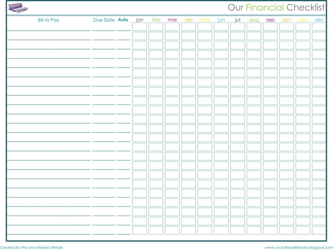 Free Bill Payment Spreadsheet Pertaining To Free Monthly Bill Payment Sheet  Blank Calendar Template