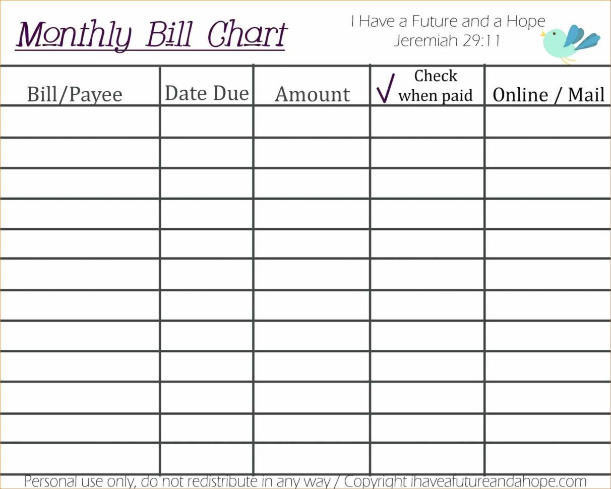 Free Bill Payment Spreadsheet Within Free Bill Paying Organizer Template Spreadsheet Monthly Printable