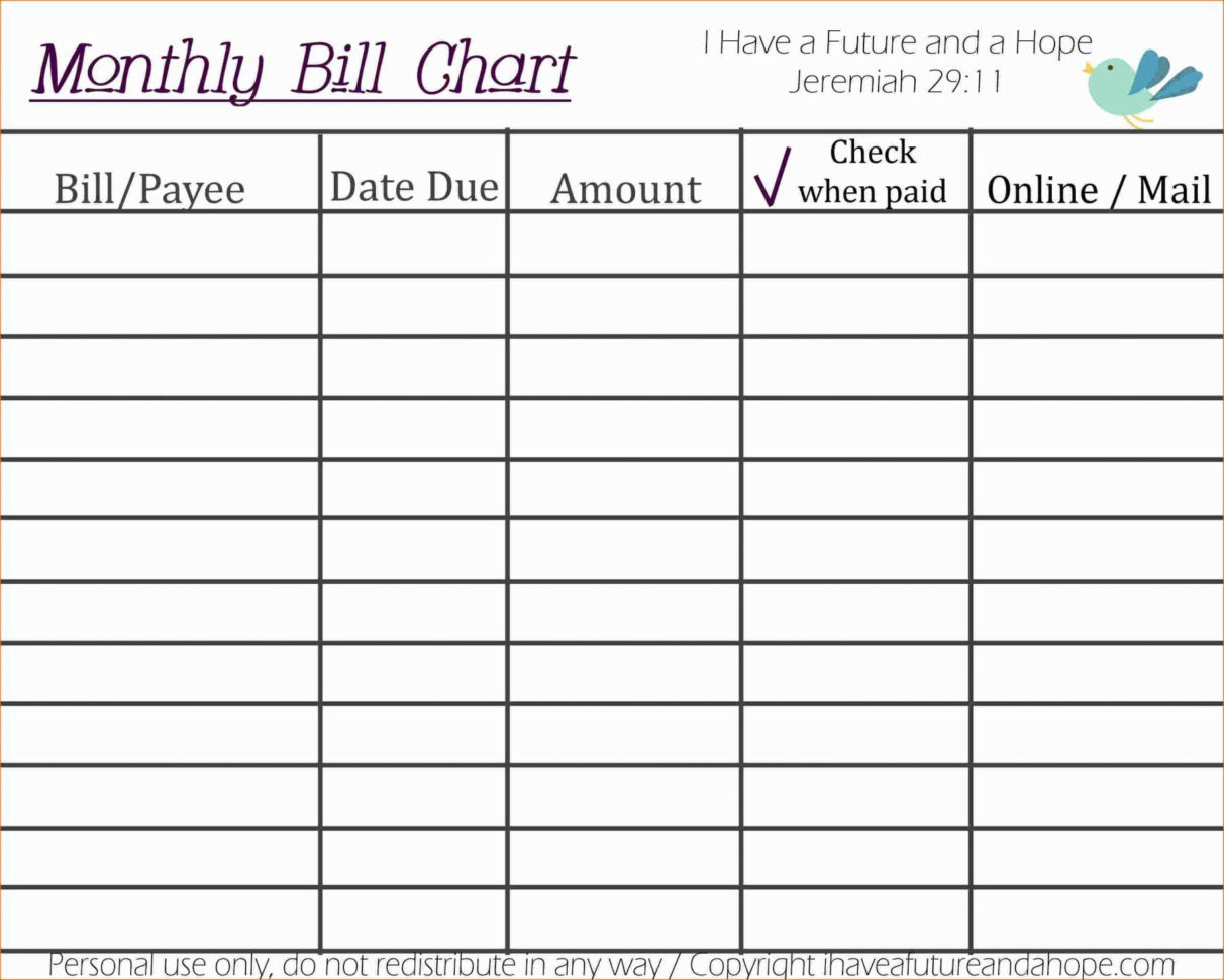 Free Bill Tracking Spreadsheet Throughout Monthly Bills Template Spreadsheet Sample Worksheets Bill Free Excel