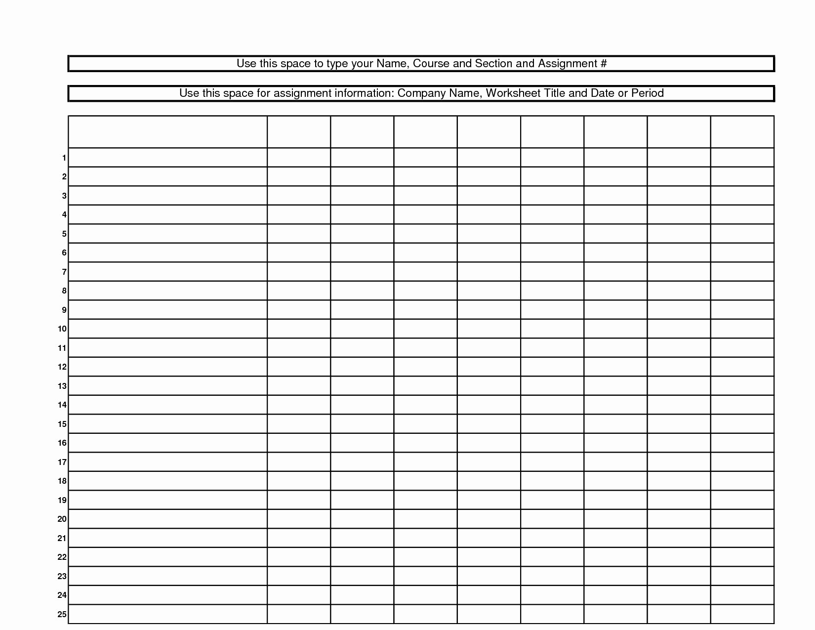 Free Blank Spreadsheets Image